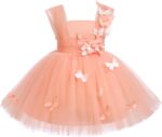 Toddlers Flower Girls Dress Kids Baby A-line Butterflies Decorate Sleeveless Tutu Dress for Princess Party Wedding Birthday Bridesmaid
