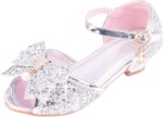 Children Shoes with Diamond Shiny Sandals Princess Shoes Bow High Heels Show Princess Shoes Sandals for Toddler Girls