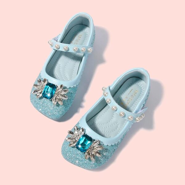 Girls' Princess Shoes - Children's Party Glitter Pumps Wedding Dress Shoes Girls Mary Jane Dance Shoes Birthday Dress Shoes School Shoes Loafers Elegant with Rhinestone Evening Shoes, blue, 31 - Image 2