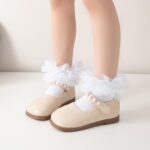 JUPSK Girls White Frilly Socks Kids Ballet Ruffle Lace Cotton Dance Dress Ankle Socks for Toddlers Baby 1-9 Years 3 Pairs - Image 3