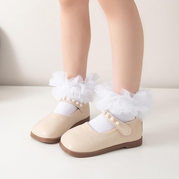 JUPSK Girls White Frilly Socks Kids Ballet Ruffle Lace Cotton Dance Dress Ankle Socks for Toddlers Baby 1-9 Years 3 Pairs - Image 3