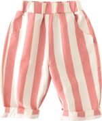 Oyolan Baby Boys Girls Cotton Striped Trousers Casual Ankle Pants Loose Long Bloomers - Image 2