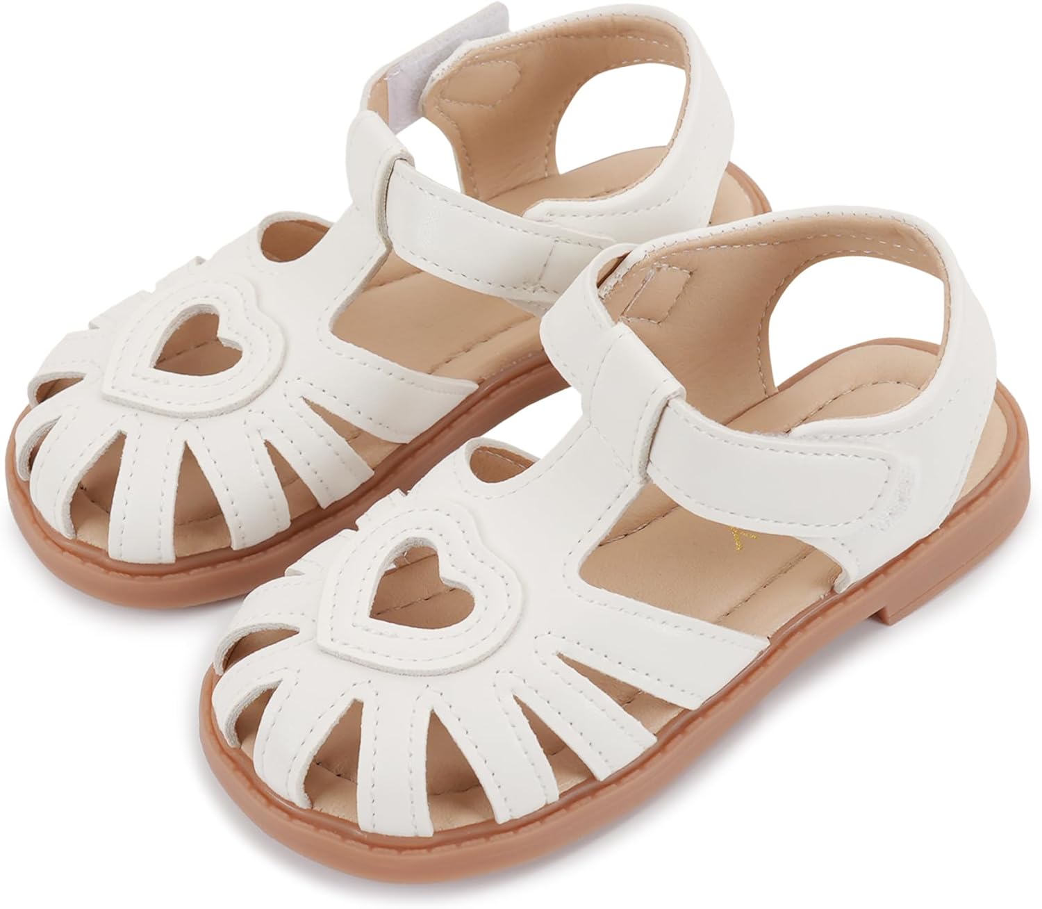 61yYrSZFPGL._AC_SL1500_.jpg FEOYA Toddler Baby Sandals Non-Slip Closed Toe Flat Shoes Girls Summer Soft Sole First Walking Sandals Casual Classic Shoes Size 6-12 - Image 1