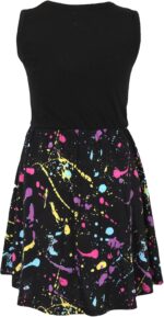 A2Z 4 Kids Girls Black Panel Skater Dress Pastel Splash Print Fashion Party Top Summer Dresses New Age 5 6 7 8 9 10 11 12 13 Years - Image 3