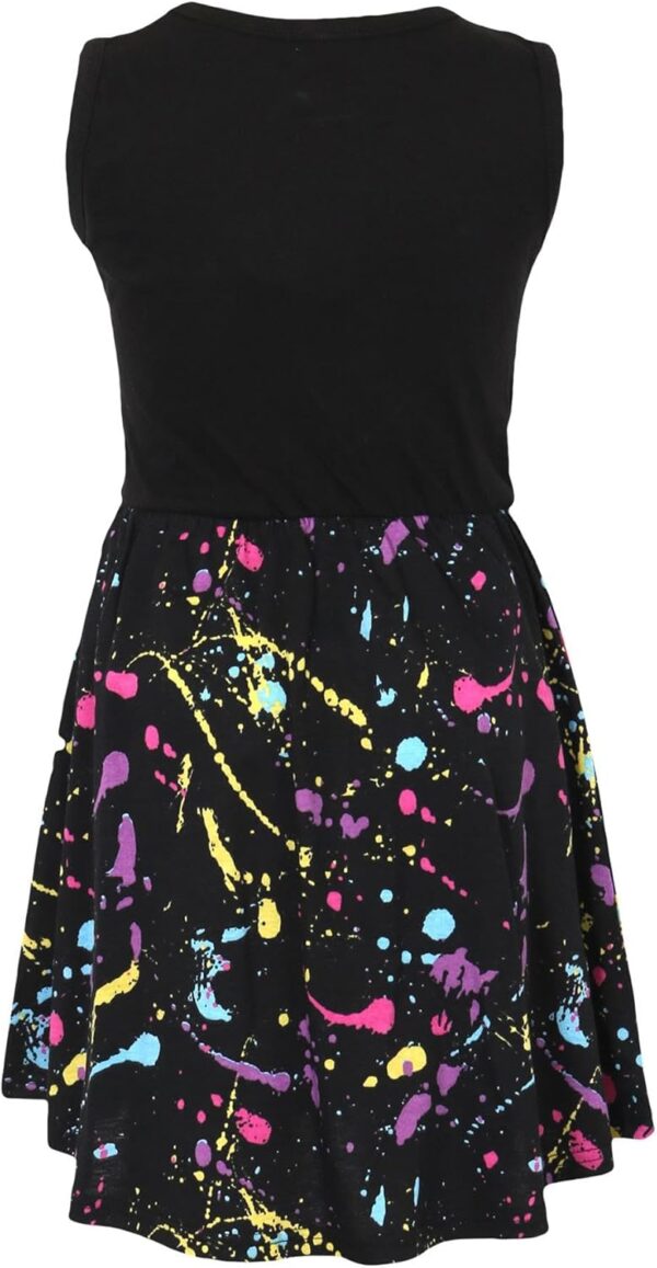 A2Z 4 Kids Girls Black Panel Skater Dress Pastel Splash Print Fashion Party Top Summer Dresses New Age 5 6 7 8 9 10 11 12 13 Years - Image 3