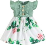 Similotey Toddler Baby Girl Summer Dress Floral Design Ruffle Dress for Baby Girls Sundress Outfits