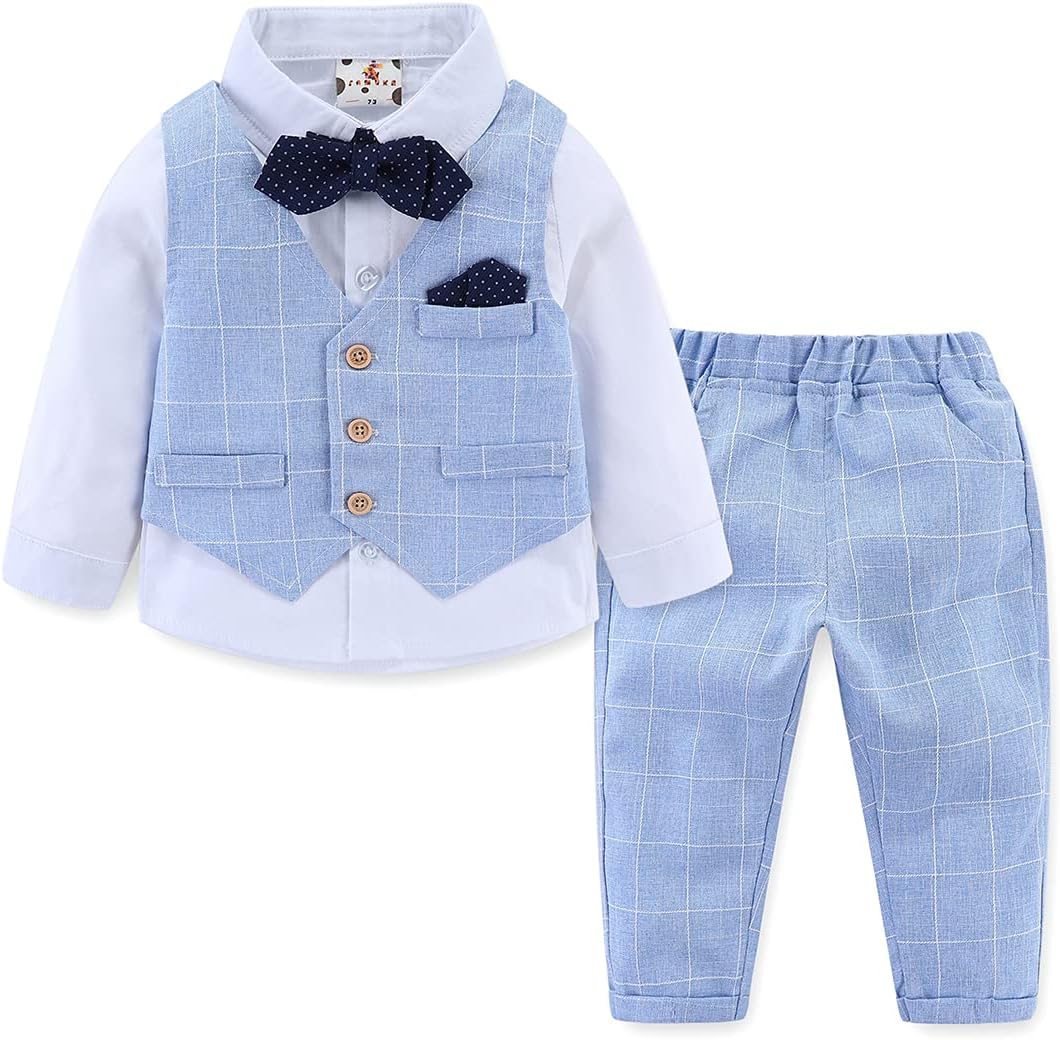 61z-Egtp65S._AC_SL1200_.jpg famuka Baby Boys Gentleman Suits Kids Tuxedo Clothing Set - Image 1
