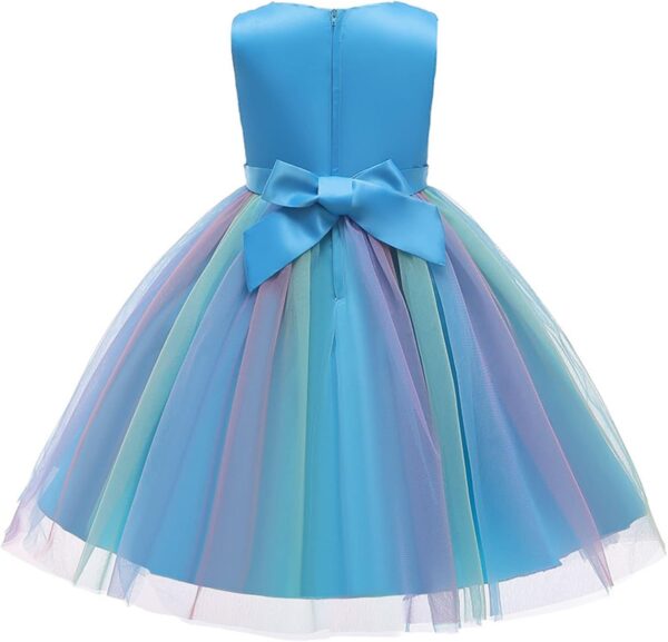 M MUNCASO Girls Princess Dress Sequin Tulle Flower Rainbow Round Collar Sleeveless Formal Dress Birthday Party Wedding Bridesmaid Girl Evening Dresses Toddler Baby Age for 2-13 Years - Image 8
