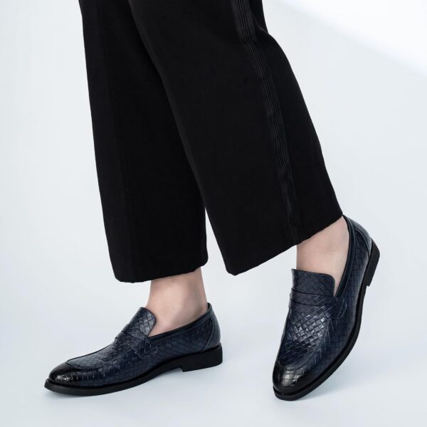 Ophestin Men's Loafers Moccasins Weave Formal Dress Shoes Slip-On Driving Business Shoes - Image 6