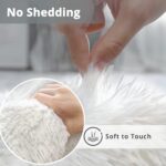 Rugs Living Room Soft Bedroom Rug Fluff Area Rugs Shaggy Carpets Non-Slip Modern Luxury Fur Carpet for Kids Room Comfy Home Decor Floor Mat (White, 120 x170 cm) - Image 5