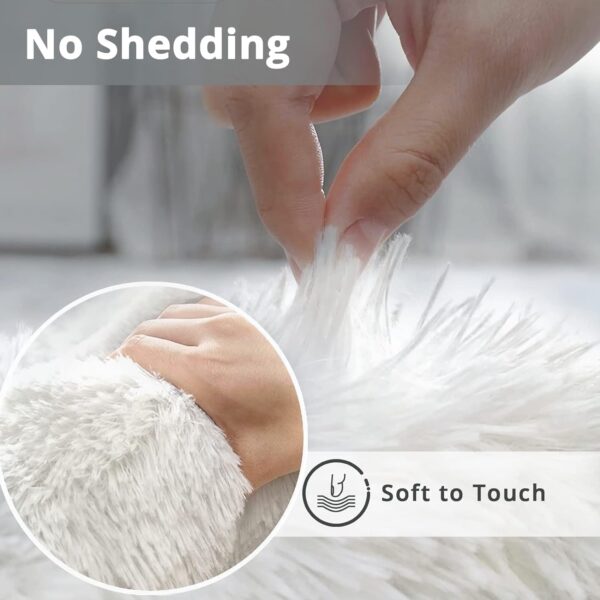 Rugs Living Room Soft Bedroom Rug Fluff Area Rugs Shaggy Carpets Non-Slip Modern Luxury Fur Carpet for Kids Room Comfy Home Decor Floor Mat (White, 120 x170 cm) - Image 5