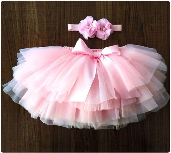 Baby Girls Tutu Skirt Newborn Toddler Bloomers Fluffy Tulle Fluffy Tulle Skirt Diaper Cover Flower Headband Set 0-3 Year - Image 3