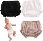 Newborn Baby Girls Boys Pants,3Pcs Shorts Set,Cotton Linen Blend Cute Floral Bloomers,Cute Floral Triangle Baby Girl Bloomers for Toddler Girls - Image 2