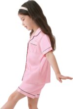 SWOMOG Kids Silk Pyjamas Girls Boys Short Sleeve Satin PJs Sets Button-Down Silky Nightwear Children Sleepwear Teens Age 4-16 - Image 3