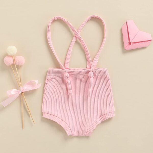 Fabumily Newborn Baby Boys Girls Suspender Shorts Unisex Infant Solid Color Ribbed Knitted Bloomers Overalls Summer Clothes - Image 2