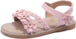 MINBEI Girls Sandals Toddler Little Girls Sandals with Pearls Flower Summer Breathable Leather Shoes