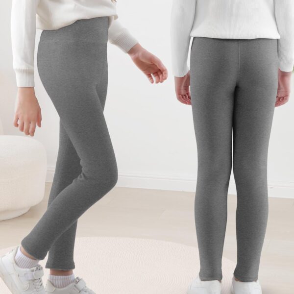 SPFASZEIV Girls Fleece Lined Leggings High Waist Thick Kids Warm Pants Full Length Cotton Leggings for Children Toddler 5-11 Years - Image 2