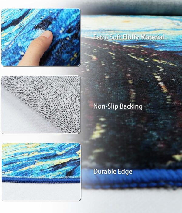 Round Rugs Living Room Starry-Night - 120cm Art Round Rugs Non Slip Area Rugs for Bedroom 402-03120 - Image 6