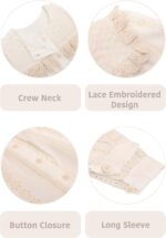 Lilax Toddler Girls' Long Sleeve Lace Embroidered Button Down Dress with Matching Bag - Image 8