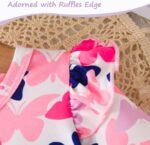 Newborn Baby Girl Clothes Set, Long Sleeve Outfits Ruffle Top and Trousers, T-shirt with Bowknot and Trousers with Butterfly, Baby Girl Outfit for 6-36 Months Baby Girl, Pink - Image 4