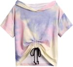 Arshiner Girls Tie-dye Clothing Sets Kids Short Sleeve Hoodie Tops with Shorts Sets Sport Casual Fashion Street Summer Outfits for Girls - Image 6