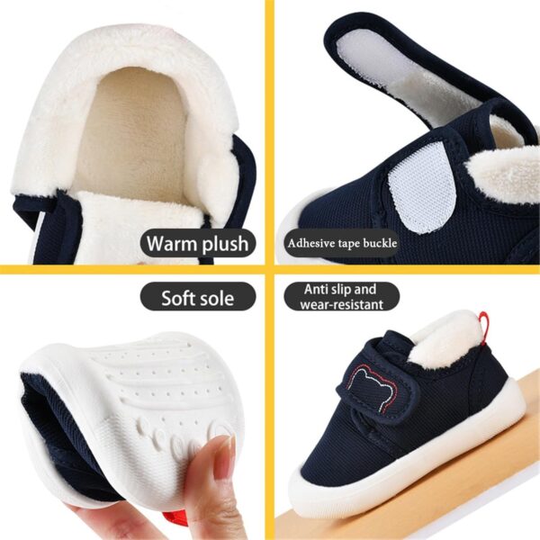 Clearance UK Baby Toddlers Winter Warm First Walking Shoes 1-3Y Boys Girls Casual Sneakers Cosy Fleece Lined Antislip Sole Lightweight Toddler Shoes - Image 6