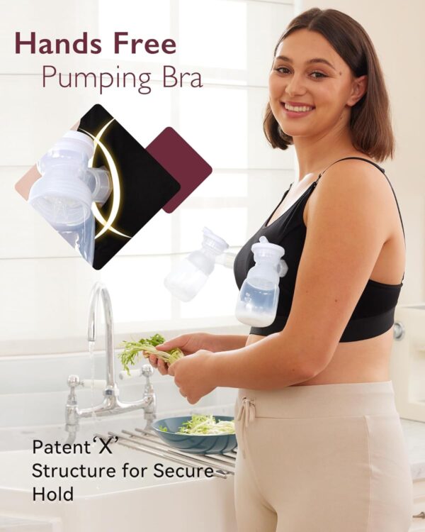 momcozy Hands Free Pumping Bra, Adjustable Breast-Pumps Holding Bra, Pumping & Nursing in One - Image 3
