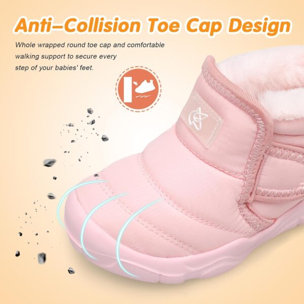 JIASUQI Baby Boys Girls Booties Kid Warm Fuzzy Snow Boots Toddler Outdoor Cozy Winter Shoes with Faux Fur Lined - Image 3