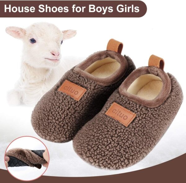 Dream Bridge Kids Sherpa Fleece Slippers with Anti-Slip Sole for Boys Girls - Image 7
