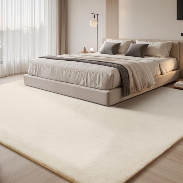 Rugs Living Room - Grey Area Rugs for Bedroom Faux Rabbit Fur Large Rug,Anti Slip Rug Large Floor Carpet Short Pile Area Rug for Living Room, Bedroom,Kids Room 160x230CM - Image 7