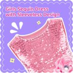 Light up Girls' Sequin Dresses, Sleeveless Princess Flower Dress with Headband for Girls Aged 3 to 12 Year Old, Summer Dress for Party, Prom, Birthday, School - Image 4
