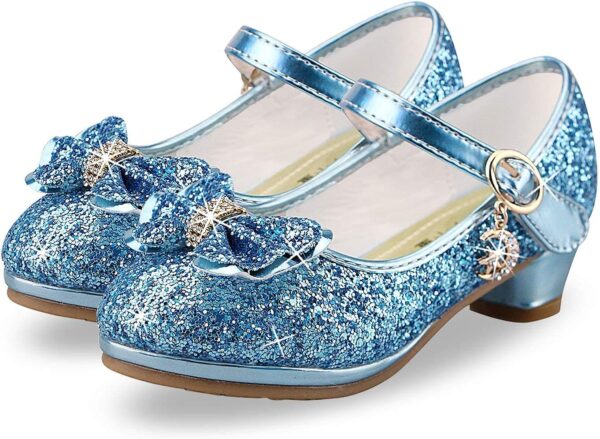 Lanivic Girls Princess Shoes Sequins Sweet Bows High Heels Wedding Party Dress Shoes Dance Bright Diamond Cosplay Christmas Festival Shoes Pink Blue Purple Gold Silver - Image 5