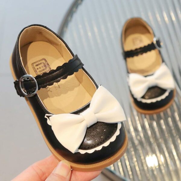 Baby Girls Mary Jane Shoes Toddler Kids School Shoes Flat Dress Leather Shoes First Walking Shoes with Bowknot Soft Sole Loafers Moccasin Anti-Slip Princess Wedding Shoes,1-7 Years - Image 2