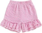 Toddler Girl Bloomers Baby Girls Ruffled Shorts Gingham Checkered Shorts Elastic Waist Pants Bottoms Summer Outfit Casual Beach Clothes