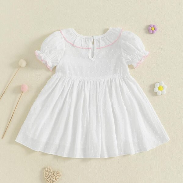 Toddler Baby Girls Birthday Dress Girl Summer Short Sleeve Cake Embroidery Smocked A-Line Dress Toddler Summer Princess Clothes for Kids Girl - Image 4