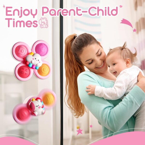 lerrbo 3PCS Pop Suction Cup Spinner Toys for 1 Year Old Boy Girl|Novelty Spinning Tops for Toddler Age 1-2|Sensory Baby Bath Toys for Toddlers 1-3|6 12 18 Months Boy Birthday Gift for Infant - Image 6