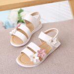 QZBAOSHU Girls Sandals with Pearls Flowers Leather Shoes Sandals for Little Girls - Image 3