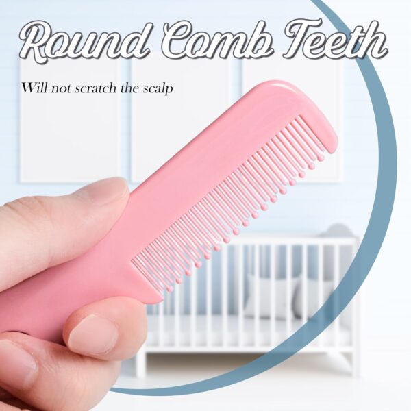 MEGAVOW 4 Pcs Baby Hair Comb, Cute Small Round Hairbrushes Hair Brush Set for Toddler Newborn Girls and Boys Childrens Multicolor - Image 4