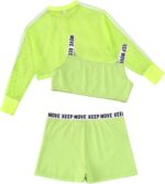 Manyakai Kids Girls 3Pcs Street Dance Outfit Athletic Tracksuit Crop Top Sweatshirt with Booty Shorts Set - Image 2