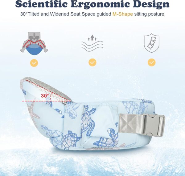 YooxArmor Baby Hip Carrier, Hip Carrier for Baby with Adjustable Waistband Support, Baby Carrier with Hip Seat for Newborn to Toddler Up to 66 Lbs, Baby Holder Carrier with Various Pockets for Dad Mom - Image 3