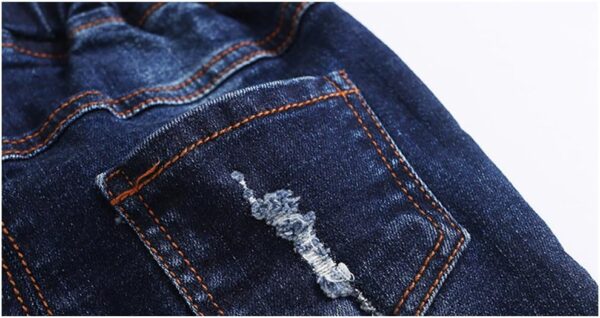 KIDSCOOL SPACE Baby Girl Boy Jeans,Little Kid Elastic Waist Ripped Denim Pants - Image 4