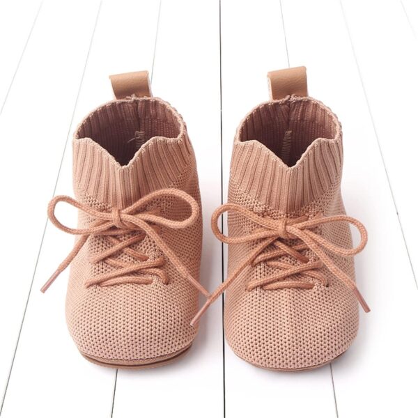 Baby Boys Girls Lace Up Mesh Sneakers Soft Rubber Sole Infant High Top Moccasins Newborn Oxford Loafers Anti-Slip Toddler Wedding Uniform Dress Shoes - Image 5