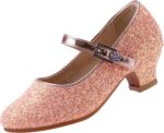 Princess Shoes Girls' Mary Jane Shoes - High Heel Girls Party Shoes - Wedding Party Girls Communion Shoes Ides Flower Girl Shoes - Versatile Flat Shoes
