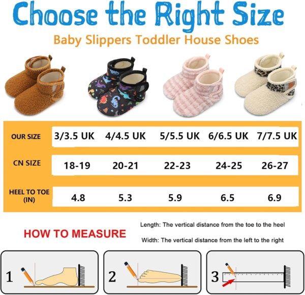 JOINFREE Baby Girls Boys House Shoes Baby Slippers with Non-Slip Rubber Sole Toddlers Cozy Home Booties - Image 2