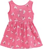 amropi Baby Girl's Flower Printed Dress Sleeveless Cotton A-Line Summer Dresses for 0-5 Years - Image 3