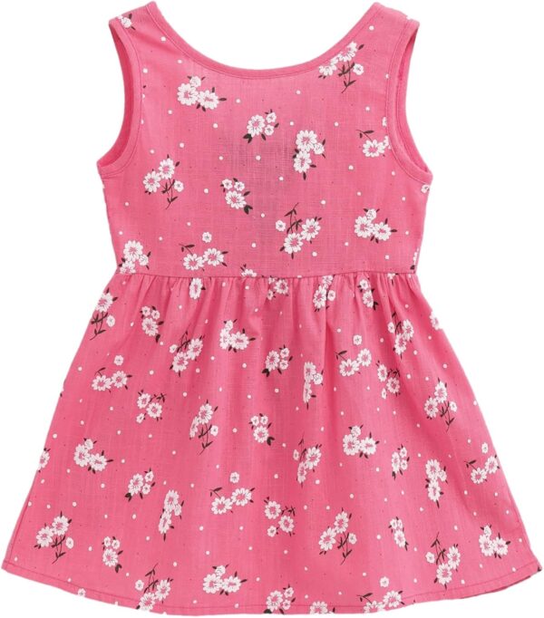 amropi Baby Girl's Flower Printed Dress Sleeveless Cotton A-Line Summer Dresses for 0-5 Years - Image 3