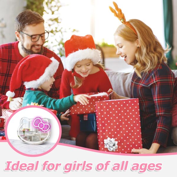 inShareplus Anime Hello Kit Neon Sign Mirror Vanity, 14"x12" Cute Cat LED Neon Lights Gifts, 5V USB Dimmable Light Up Wall Mirror for Teen Girl Gift, Bedroom, Room Decor, Dressing Table - Image 7