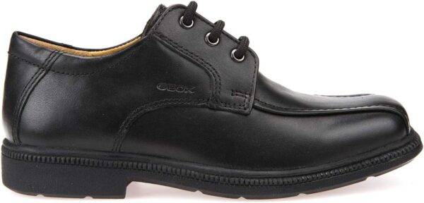 Geox Boy's Jr Federico H Shoes - Black, 5 (Youth) - Full Leather Upper, Uniform, Derby, Lace-Up, Work, Solid, Moderate Cushioning, Flat Heel, Breathable and Waterproof Membrane - Image 2