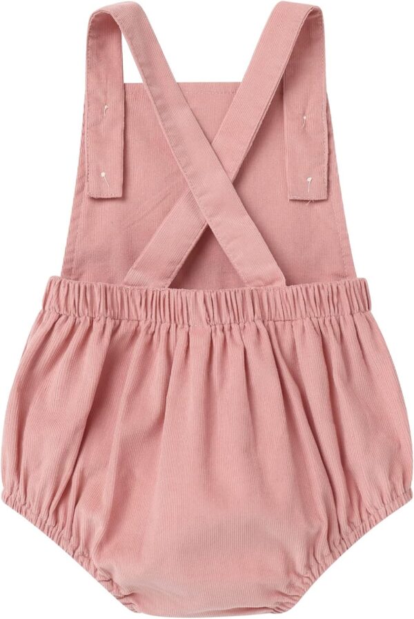 IBTOM CASTLE Baby Girls Boys One Letter Print Birthday Party Romper Overalls Cake Smash Corduroy Sleeveless Backless Bodysuit Photo Shoot Outfit - Image 2