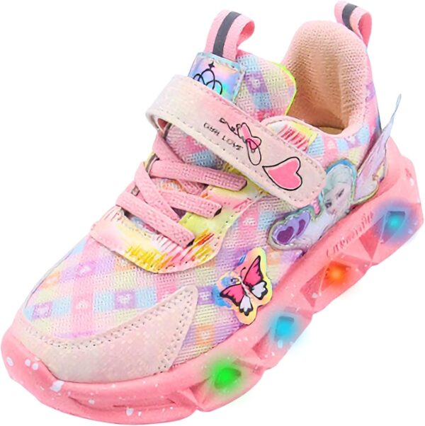 Kids Princess Shoes for Girls LED Light Up Trainers Kids Dress Up Shoes Luminous Baby Toddler Birthday Sneakers - Image 2